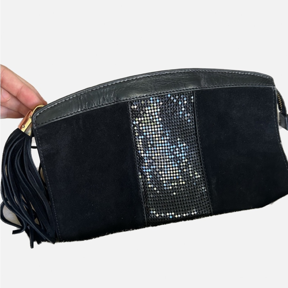 BCBGMAXAZRIA Black Suede Clutch